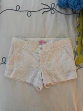 Lilly Pulitzer White Eyelet High-Waist Shorts